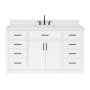 Ariel Hepburn 60" Free Standing Single Basin Vanity Set with Cabinet, Quartz Vanity Top, and Rectangular Bathroom Sink White