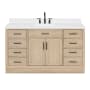 Ariel Hepburn 60" Free Standing Single Basin Vanity Set with Cabinet, Quartz Vanity Top, and Rectangular Bathroom Sink Oak
