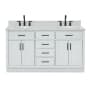 Ariel Hepburn 60" Free Standing Double Basin Vanity Set with Cabinet, Marble Vanity Top, and Oval Sinks Grey