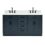 Ariel Hepburn 60" Free Standing Double Basin Vanity Set with Cabinet, Marble Vanity Top, and Oval Sinks Midnight Blue