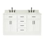 Ariel Hepburn 60" Free Standing Double Basin Vanity Set with Cabinet, Marble Vanity Top, and Oval Sinks White