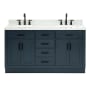 Ariel Hepburn 60" Free Standing Double Basin Vanity Set with Cabinet and Marble Vanity Top Midnight Blue