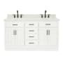 Ariel Hepburn 60" Free Standing Double Basin Vanity Set with Cabinet and Marble Vanity Top White