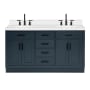 Ariel Hepburn 60" Free Standing Double Basin Vanity Set with Cabinet, Quartz Vanity Top, and Oval Sinks Midnight Blue