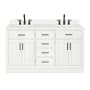 Ariel Hepburn 60" Free Standing Double Basin Vanity Set with Cabinet, Quartz Vanity Top, and Oval Sinks White