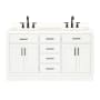 Ariel Hepburn 60" Free Standing Double Basin Vanity Set with Cabinet, Quartz Vanity Top, and Rectangular Sinks White