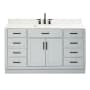 Ariel Hepburn 61" Free Standing Single Basin Vanity Set with Cabinet, Marble Vanity Top, and Rectangular Sink Grey