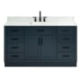 Ariel Hepburn 61" Free Standing Single Basin Vanity Set with Cabinet, Marble Vanity Top, and Rectangular Sink Midnight Blue
