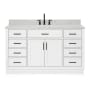 Ariel Hepburn 61" Free Standing Single Basin Vanity Set with Cabinet, Marble Vanity Top, and Rectangular Sink White