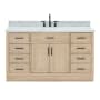 Ariel Hepburn 60" Free Standing Single Basin Vanity Set with Cabinet and Marble Vanity Top Oak