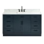 Ariel Hepburn 61" Free Standing Single Basin Vanity Set with Cabinet and Marble Vanity Top Midnight Blue