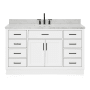 Ariel Hepburn 61" Free Standing Single Basin Vanity Set with Cabinet and Marble Vanity Top White
