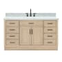 Ariel Hepburn 61" Free Standing Single Basin Vanity Set with Cabinet and Marble Vanity Top Oak