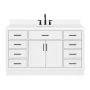 Ariel Hepburn 61" Free Standing Single Basin Vanity Set with Cabinet, Quartz Vanity Top, and Oval Sink White