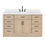 Ariel Hepburn 61" Free Standing Single Basin Vanity Set with Cabinet, Quartz Vanity Top, and Oval Sink Oak