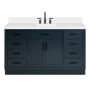 Ariel Hepburn 60" Free Standing Single Basin Vanity Set with Cabinet, Quartz Vanity Top, and Rectangular Sink Midnight Blue