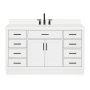 Ariel Hepburn 60" Free Standing Single Basin Vanity Set with Cabinet, Quartz Vanity Top, and Rectangular Sink White