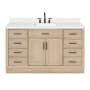 Ariel Hepburn 60" Free Standing Single Basin Vanity Set with Cabinet, Quartz Vanity Top, and Rectangular Sink Oak