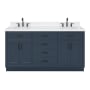 Ariel Hepburn 66" Free Standing Double Oval Basin Vanity Set with Cabinet and Quartz Vanity Top Midnight Blue