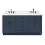 Ariel Hepburn 66" Free Standing Double Basin Vanity Set with Cabinet, Quartz Vanity Top, and Rectangular Bathroom Sink Midnight Blue
