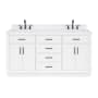 Ariel Hepburn 66" Free Standing Double Basin Vanity Set with Cabinet, Quartz Vanity Top, and Rectangular Bathroom Sink White