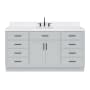 Ariel Hepburn 66" Free Standing Single Basin Vanity Set with Cabinet, Quartz Vanity Top, and Oval Bathroom Sink Grey