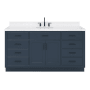 Ariel Hepburn 66" Free Standing Single Basin Vanity Set with Cabinet, Quartz Vanity Top, and Oval Bathroom Sink Midnight Blue