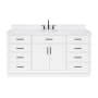 Ariel Hepburn 66" Free Standing Single Basin Vanity Set with Cabinet, Quartz Vanity Top, and Oval Bathroom Sink White