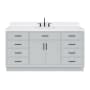 Ariel Hepburn 66" Free Standing Single Basin Vanity Set with Cabinet, Quartz Vanity Top, and Rectangular Bathroom Sink Grey