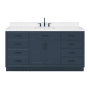 Ariel Hepburn 66" Free Standing Single Basin Vanity Set with Cabinet, Quartz Vanity Top, and Rectangular Bathroom Sink Midnight Blue