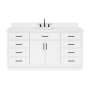 Ariel Hepburn 66" Free Standing Single Basin Vanity Set with Cabinet, Quartz Vanity Top, and Rectangular Bathroom Sink White