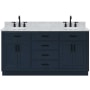 Ariel Hepburn 66" Thick Carrara Marble Vanity Top Midnight Blue