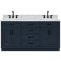 Ariel Hepburn 66" Thick Carrara Marble Vanity Top Midnight Blue