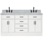 Ariel Hepburn 67" Free Standing Double Oval Basin Vanity Set with Cabinet and 1-1/2" Thick Carrara Marble Vanity Top White