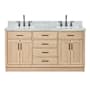 Ariel Hepburn 67" Free Standing Double Basin Vanity Set with Cabinet and Marble Vanity Top Oak / Carrara Marble Top / Matte Black Hardware