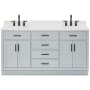 Ariel Hepburn 66" Thick White Quartz Vanity Top Grey