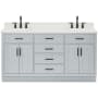 Ariel Hepburn 66" Thick White Quartz Vanity Top Grey