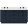 Ariel Hepburn 66" Thick White Quartz Vanity Top Midnight Blue