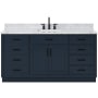 Ariel Hepburn 66" Thick Carrara Marble Vanity Top Midnight Blue