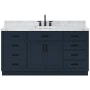 Ariel Hepburn 66" Thick Carrara Marble Vanity Top Midnight Blue