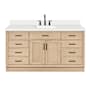 Ariel Hepburn 67" Free Standing Single Basin Vanity Set with Cabinet and Quartz Vanity Top Oak / White Quartz Top / Matte Black Hardware