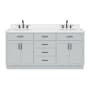 Ariel Hepburn 72" Free Standing Double Basin Vanity Set with Cabinet, Quartz Vanity Top, and Oval Bathroom Sink Grey