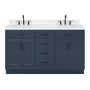 Ariel Hepburn 72" Free Standing Double Basin Vanity Set with Cabinet, Quartz Vanity Top, and Oval Bathroom Sink Midnight Blue
