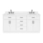 Ariel Hepburn 72" Free Standing Double Basin Vanity Set with Cabinet, Quartz Vanity Top, and Oval Bathroom Sink White