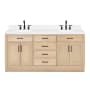 Ariel Hepburn 72" Free Standing Double Basin Vanity Set with Cabinet, Quartz Vanity Top, and Oval Bathroom Sink Oak