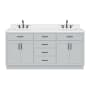 Ariel Hepburn 72" Free Standing Double Basin Vanity Set with Cabinet, Quartz Vanity Top, and Rectangular Bathroom Sink Grey