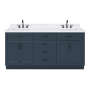 Ariel Hepburn 72" Free Standing Double Basin Vanity Set with Cabinet, Quartz Vanity Top, and Rectangular Bathroom Sink Midnight Blue