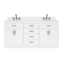Ariel Hepburn 72" Free Standing Double Basin Vanity Set with Cabinet, Quartz Vanity Top, and Rectangular Bathroom Sink White