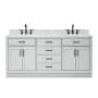 Ariel Hepburn 73" Free Standing Double Basin Vanity Set with Cabinet, Marble Vanity Top, and Rectangular Sinks Grey