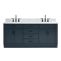 Ariel Hepburn 73" Free Standing Double Basin Vanity Set with Cabinet, Marble Vanity Top, and Rectangular Sinks Midnight Blue